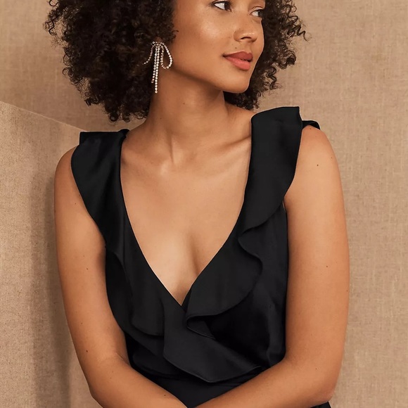 BHLD Tags On black wedding guest gown /wrap dress - Picture 7 of 10